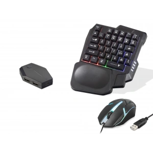 Mobil Oyun Klavye Mouse Dönüştürücü Seti Rgb Siyah ND762