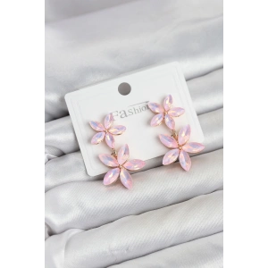 Pembe Kristal Çiçek Küpe TJ-BKP11907
