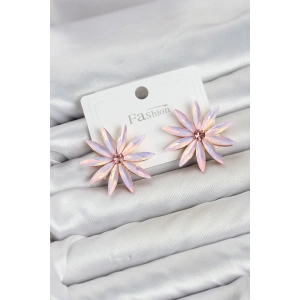 Pembe Kristal Taşlı Lotus Model Kadın Küpe TJ-BKP11927