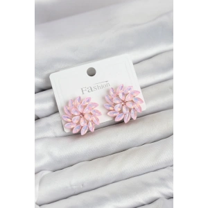 Pembe Renk Kristal Taşlı Çiçek Model Kadın Küpe TJ-BKP11919