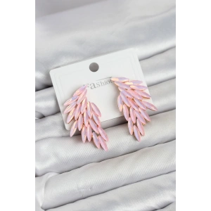 Pembe Renk Kristal Taşlı Kanat Küpe TJ-BKP11911
