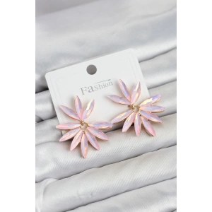 Pembe Renk Kristal Taşlı Lotus Model Kadın Küpe TJ-BKP11915