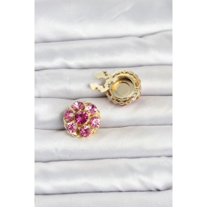 Pembe Zirkon Taşlı Düğme veya Manşet Broşu TJ-BR485
