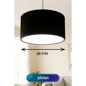 Siyah Kumaş Başlıklı Sarkıt Avize 35 CM