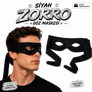 Siyah Zorro Göz Maskesi – Bağlamalı Parti ve Kostüm Aksesuarı