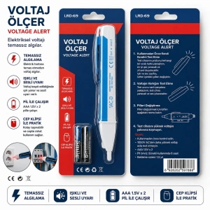 Temassız Voltaj Ölçer Kalemi 90-1000V AC – LED Işıklı ve Sesli Elektrik Test Cihazı