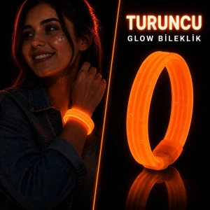 Turuncu Kalın Glow Bileklik – Kırılarak Yanan Parti ve Festival Bilekliği