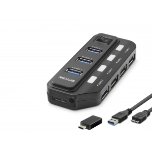 Usb Type-c 3.2 Gen1 Anahtarlı Hub 7 Port 5 Gbps Siyah U332