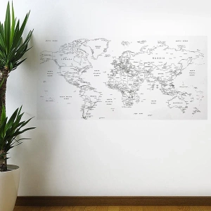 Stickerı 110 X 56 Cm Yazılabilir Dünya Haritası Manyetik Duvar