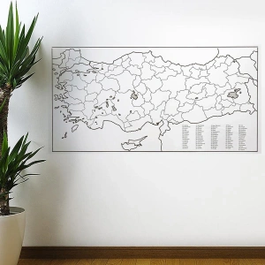 Stickerı 110 X 56 Cm Yazılabilir Türkiye Haritası Manyetik Duvar