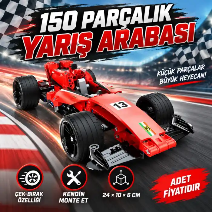 Yarış Aracı Kırmızı 150 Parça Set Oyun