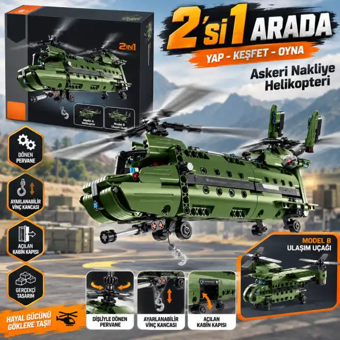 Askeri Helikopter 2in1 394 Parça Oyun Seti