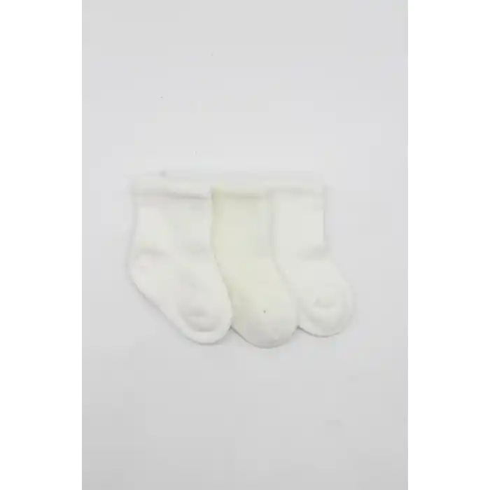 Penye Soket Çorap 3lü Set Ekru Renkli