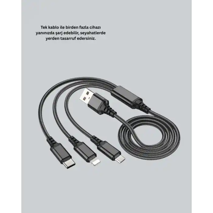 Hızlı Şarj Kablosu 1,2 Metre iOS Android Type-C Uyumlu