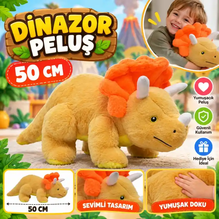 Eğlenceli Dinozor Peluş 50 cm Çocuklar İçin