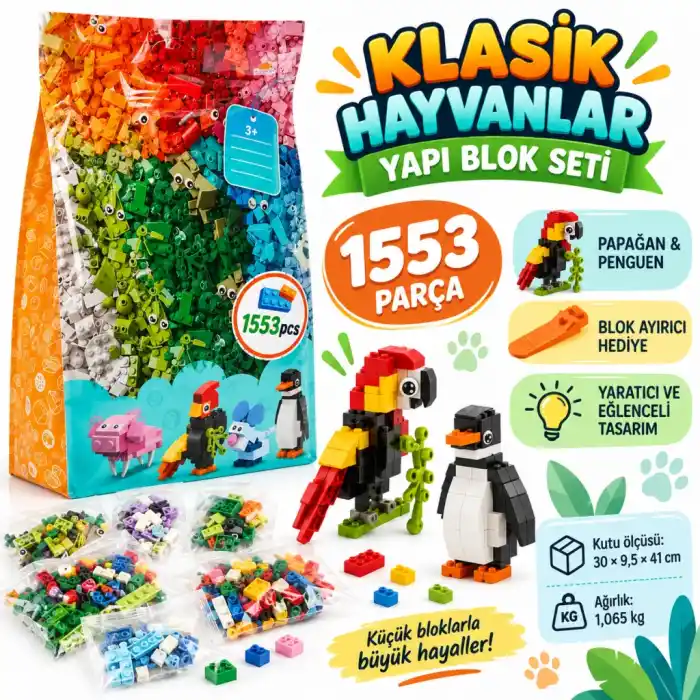 Klasik Hayvan Figürleri 1553 Parça Seti