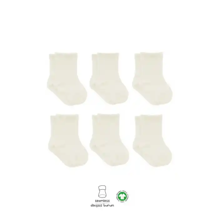 Basic Soket Çorap 6lı Set Ekru Renkli Konfor
