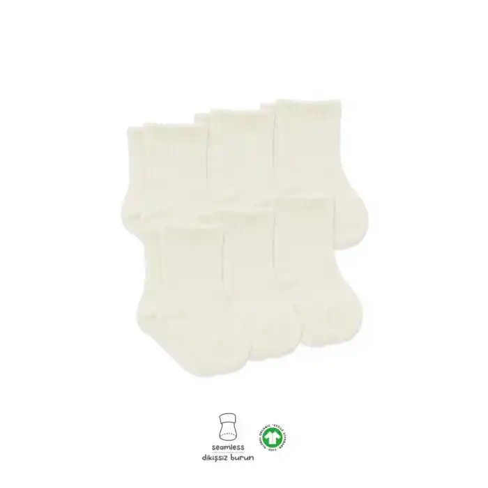 Basic Soket Çorap 6lı Set Ekru Renkli Konfor