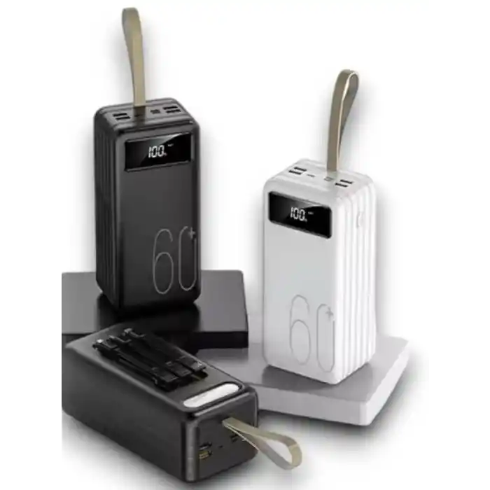 Hızlı Şarj Özellikli 60000 mAh Powerbank 4 Kablo ile