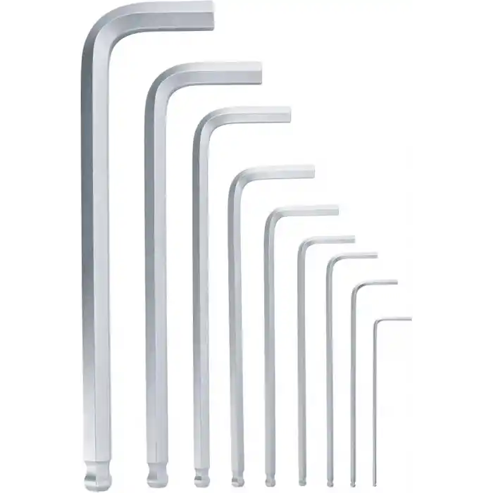 Bosch Alyan anahtar seti, 9 parça (çok yönlü görevler için küre başlı; yüksek kaliteli S2 çelik; 1,5 – 10 mm; uzun model; saklama klipsi)
