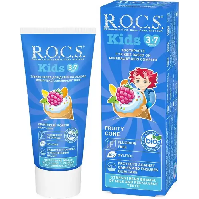 R.O.C.S. Kids 3-7 Yaş Florürsüz Diş Macunu Meyve Külahı Tadında (1 x 45 g)
