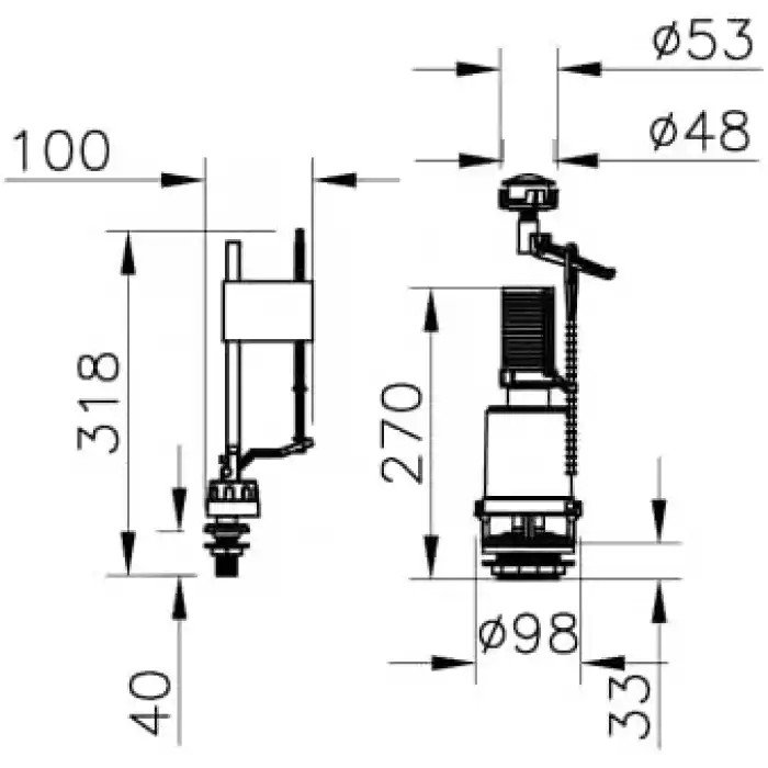 VitrA 330B1314 Rezervuar İç Takım, Alttan Su Girişli, 6 L