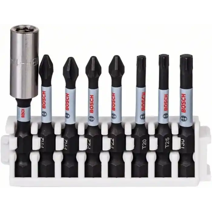 Bosch Professional Accessories 8 Parçalı Tornavida Ucu Seti (Impact Control, Pz/Ph Uçlar - Uzunluk: 50 mm, Evrensel Tutucu, Pick And Click, Darbeli Matkap Aksesuarı