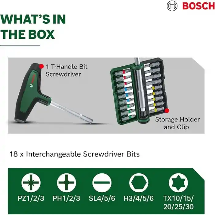 Bosch T Tipi Çok Amaçlı Tornavida Seti 19 Parça