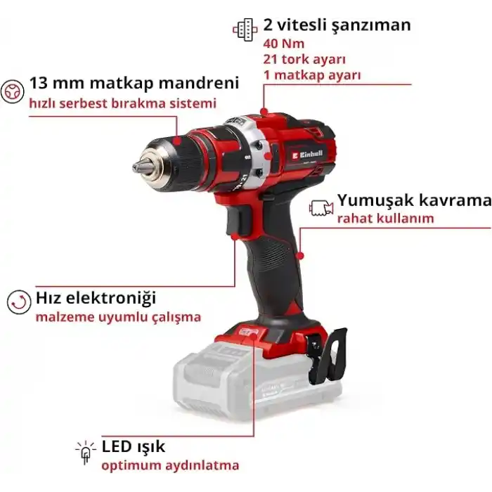 Einhell Akülü Vidalama TE-CD 18/40 Li-Solo 4513925