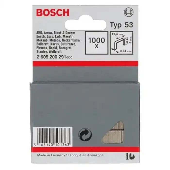 Bosch Professional Accessories Zımba Teli, Gri, 1000 Adet