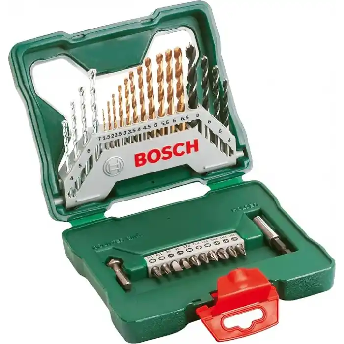 Bosch Home and Garden X/Line 30 Parça Titanyum Aksesuar Seti, Matkap uçları, Vidalama uçları, Üniversal Tutucu, Havşa açıcı, Uzun Ömürlü, Yeşil