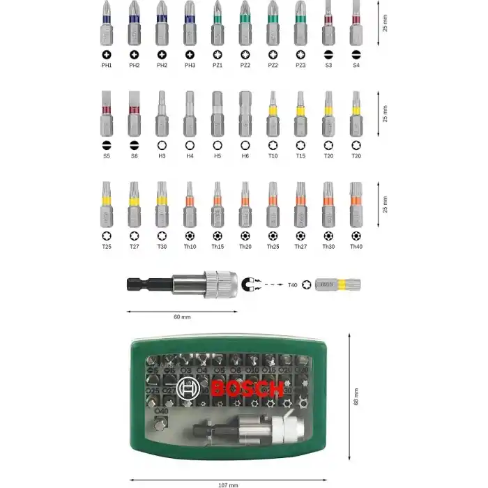 Bosch Professional Accessories Bosch - 32 Parça Vidalama Ucu Seti