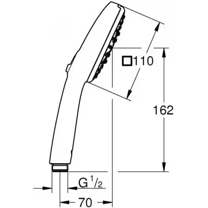 GROHE Vitalio Comfort 110 El Duşu, 3 Akışlı (Masaj, Yağmur & Jet), SmartSwitch, 110mm Kare Duş Başlığı, Silikon Halka, Kireç Önleyici Sistem, Krom, 26092001