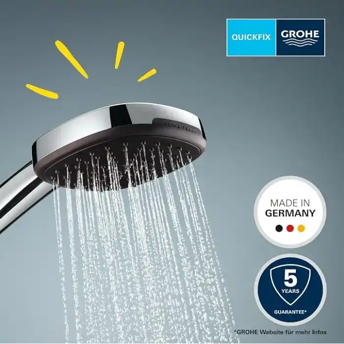 GROHE Vitalio Comfort 110 El Duşu, 2 Akışlı (Yağmur & Jet), SmartSwitch, 110mm Kare Duş Başlığı, Düşmeye Dayanıklı Silikon Halka, Kireç Önleyici Sistem, Krom, 26397001