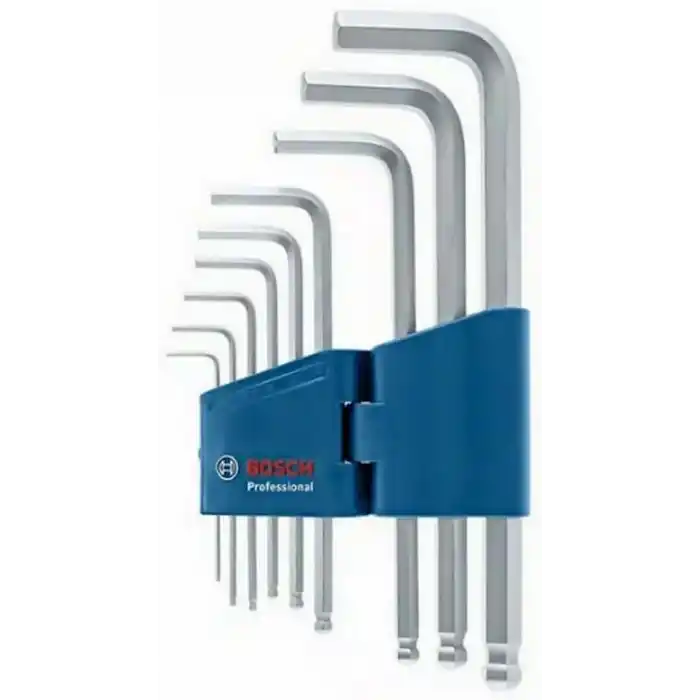 Bosch Professional alyan anahtar seti 1600A01TH5, HEX 9 parça açılı anahtar, 1.5-10.0 mm, mavi