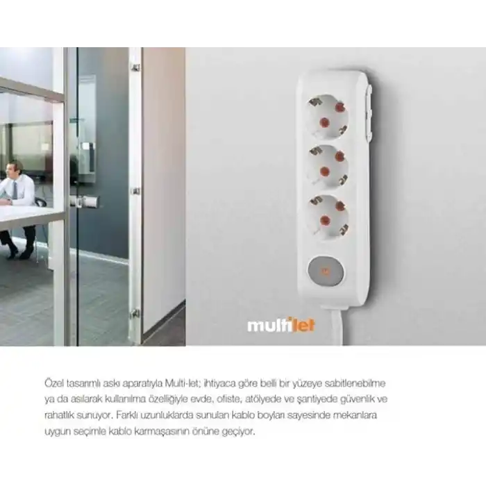 Viko Multi-Let Siyah Altılı Priz Anahtarlı Toprak Klemensli Çocuk Korumalı