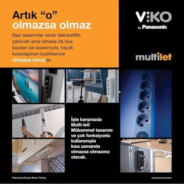 VİKO Multi-Let 2li Topraklı Kablolu Ç.K 1mt Priz