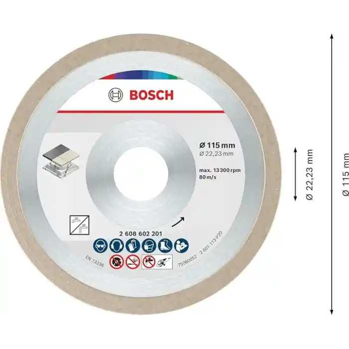 Bosch Professional Accessories Elmas Kesme ve Delme Aksesuarları, Disk, Gri, 115x22.23x1.6x7 mm, 1 Adet