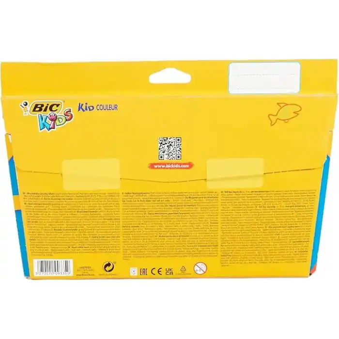 BIC Kids Kid Couleur Ultra Yıkanabilir Keçeli Boya Kalemi 24 Renk, Kolayca Çoğu Kumaştan Çıkar, Su Bazlı Keçeli Kalem