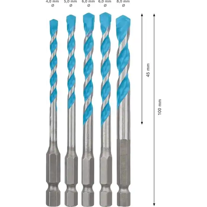 Bosch Professional Accessories 5x Expert Hex-9 Multiconstruction Delme Ucu Setleri (Beton, Yumuşak Döşemeler, Çelik, Yumuşak Ahşap, Plastik, 4-8 mm, Aksesuar Döner Matkap/Vidalamalar)