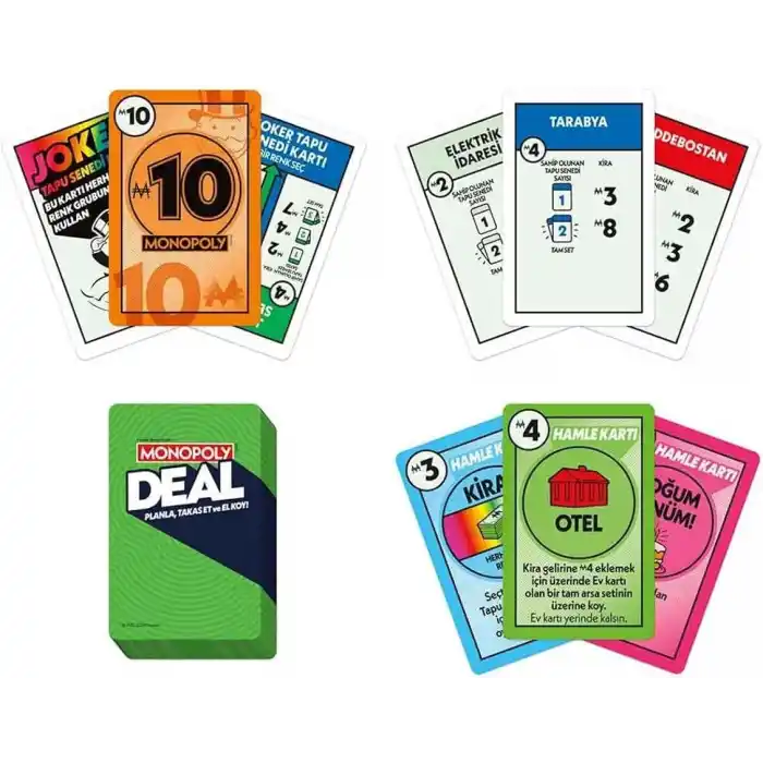 Monopoly Deal Kart Oyunu | Hızlı Oynanan Kart Oyunu | Aileler ve Çocuklar İçin Eğlenceli Oyun | 8 Yaş ve Üzeri | 2-5 Oyuncu | 15 Dakika | Seyahat Oyunu | Türkçe Versiyon