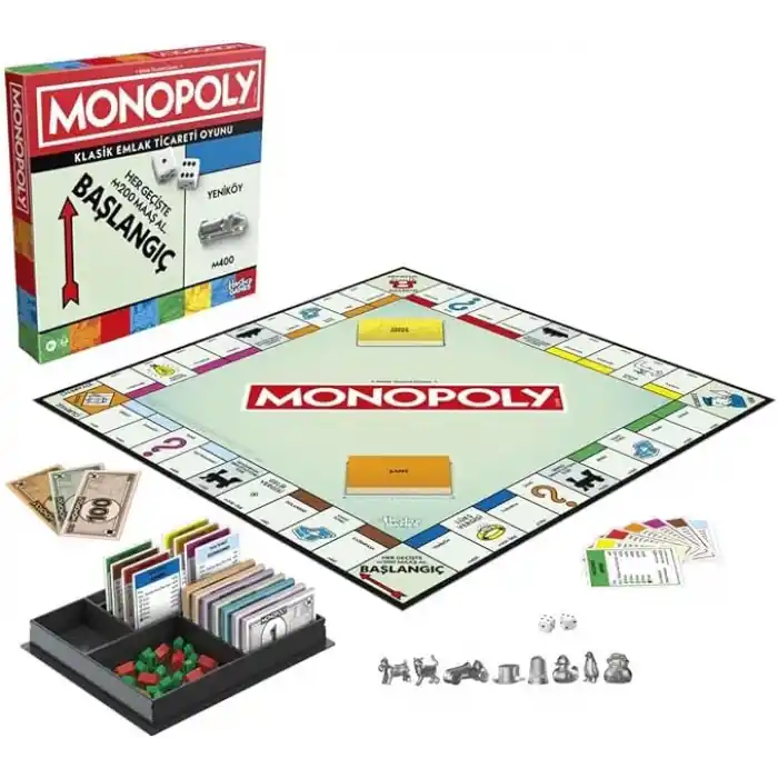 Monopoly Kutu Oyunu | Saklama Tepsili ve Daha Büyük Piyonlu Klasik Oyun | 8 Yaş ve Üzeri | 2 ila 6 Oyuncu | Çocuklar ve Yetişkinler için Aile Oyunları | Çocuk Hediyeleri