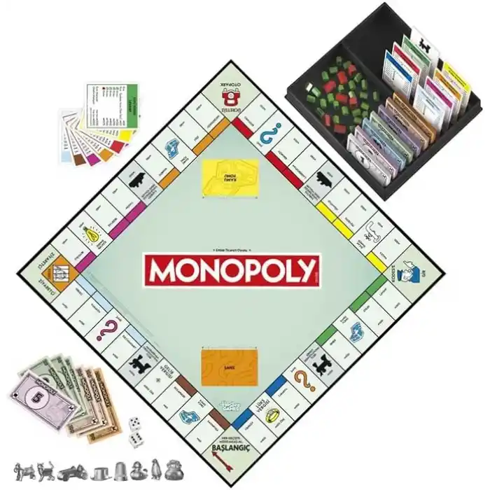 Monopoly Kutu Oyunu | Saklama Tepsili ve Daha Büyük Piyonlu Klasik Oyun | 8 Yaş ve Üzeri | 2 ila 6 Oyuncu | Çocuklar ve Yetişkinler için Aile Oyunları | Çocuk Hediyeleri