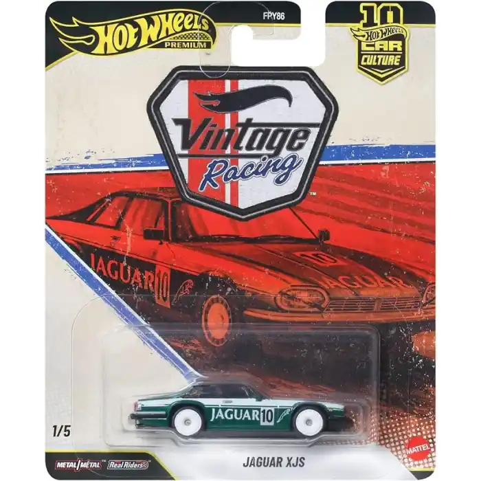 Hot Wheels Car Culture 1:64 ölçekli premium metal oyuncak, Jaguar XJS, Real Riders tekerlekler, Metal/Metal gövde ve şasi, Vintage Temalı Arabalar, JKF02