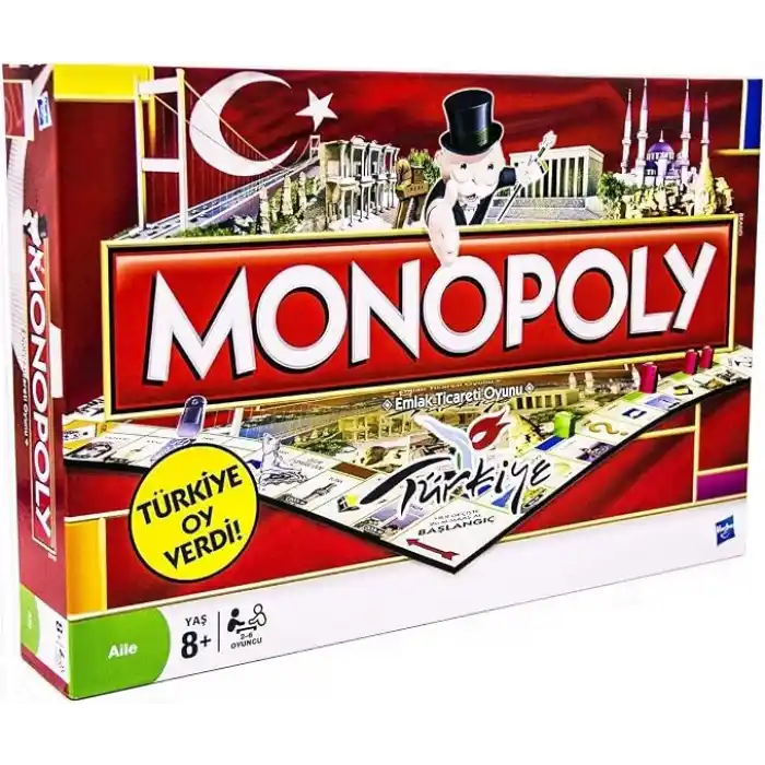 Monopoly Türkiye Sürümü Kutu Oyunu | Aileler ve Çocuklar İçin Eğlenceli Oyun | 8 Yaş ve Üzeri | 2-6 Oyuncu