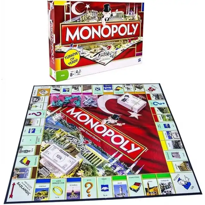 Monopoly Türkiye Sürümü Kutu Oyunu | Aileler ve Çocuklar İçin Eğlenceli Oyun | 8 Yaş ve Üzeri | 2-6 Oyuncu