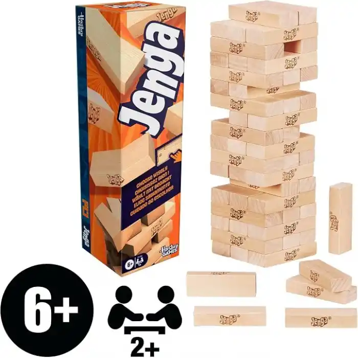 Hasbro Resmi Jenga Oyunu (2025) | Ücretsiz Web Uygulaması ile Daha Fazla Oyun Seçeneği (Zorunlu Değildir) | Ahşap Blok Denge ve Kule Dizme Oyunu | 6 Yaş ve Üzeri | 1+ Oyuncu