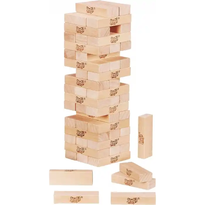 Hasbro Resmi Jenga Oyunu (2025) | Ücretsiz Web Uygulaması ile Daha Fazla Oyun Seçeneği (Zorunlu Değildir) | Ahşap Blok Denge ve Kule Dizme Oyunu | 6 Yaş ve Üzeri | 1+ Oyuncu