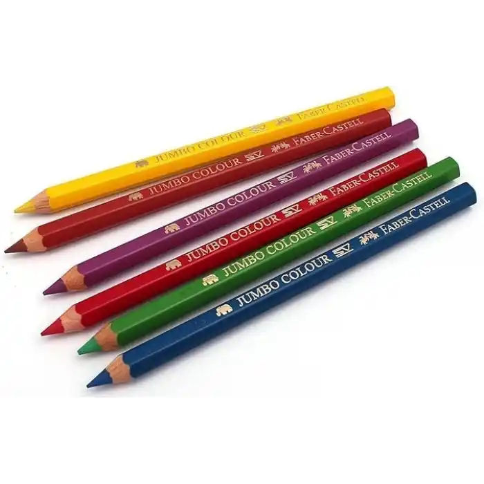 Faber-Castell Jumbo Boya Kalemi, 12 Renk, Kalın Gövde ve Uç, Kırılmaya Dirençli Özel Yapıştırma Sistemi, Kolay Açılır, Çocuklar İçin Güvenli