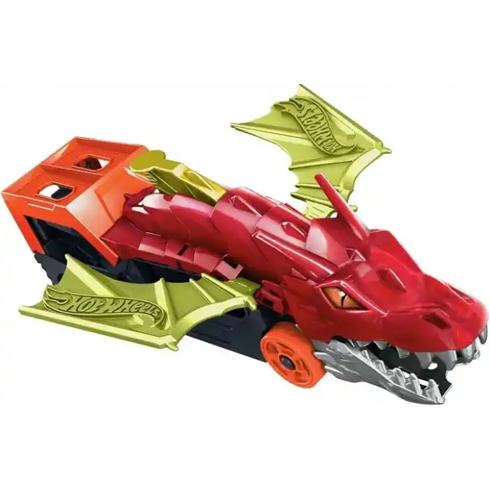 Hot Wheels fırlatıcı ve taşıyıcı ejderha Hot Wheels™ Şehri fırlatıcı ve taşıyıcı ejderha, ağzından araba püskürtür, 3 yaş ve üzeri çocuklar için hediye GTK42